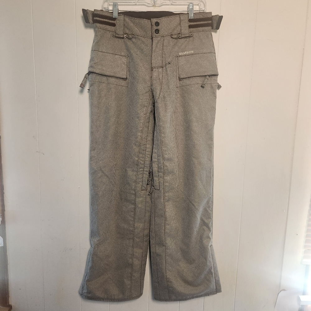 Billabong Pilot Dark Feminine Collection Tan Herringbone Snowboard Pants Small